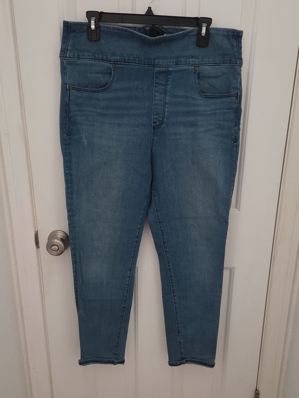 Spanx Classic High-Rise Zip back Blue Womens Jeans Skinny Ankle
